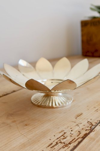 Coupelle, vide-poche vintage en métal argenté forme fleur