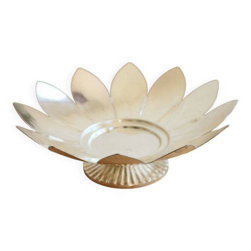 Coupelle, vide-poche vintage en métal argenté forme fleur