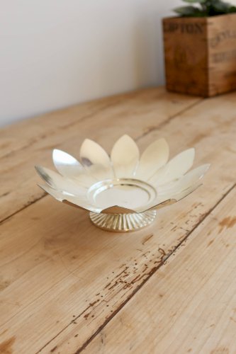Coupelle, vide-poche vintage en métal argenté forme fleur