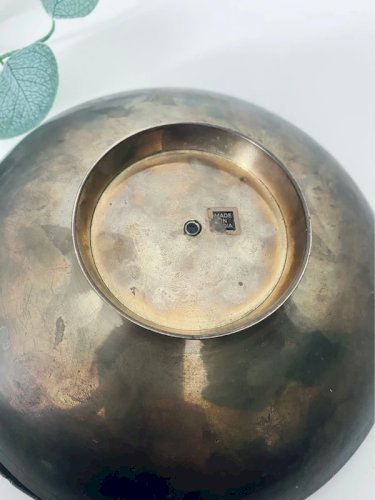 Coupelle vintage en laiton émaillé - Artisanat Indien - Décor floral