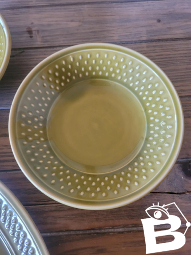 Coupelles / bols (x2) Geneviève Lethu + ravier, Grain de Riz vert