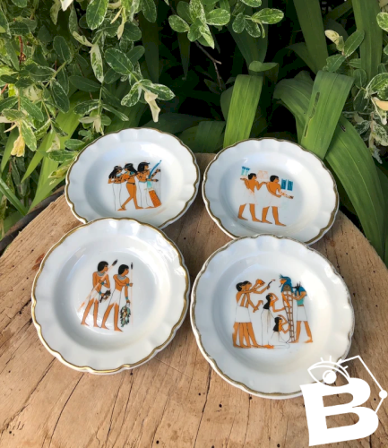 Coupelles en porcelaine de Limoges motifs Égyptiens