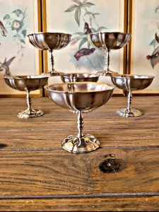 Vintage stainless steel ice cream cups from the 70s-80s, flower shape