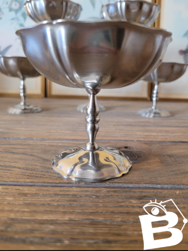 Coupes à glace en inox vintage années 70-80, forme de fleur