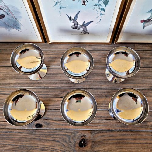 Coupes à glaces inox 18/10 IMB Italie, jambe dorée (lot de 6)