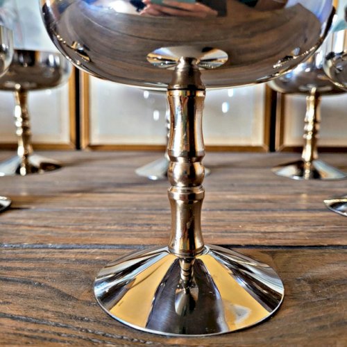 Coupes à glaces inox 18/10 IMB Italie, jambe dorée (lot de 6)