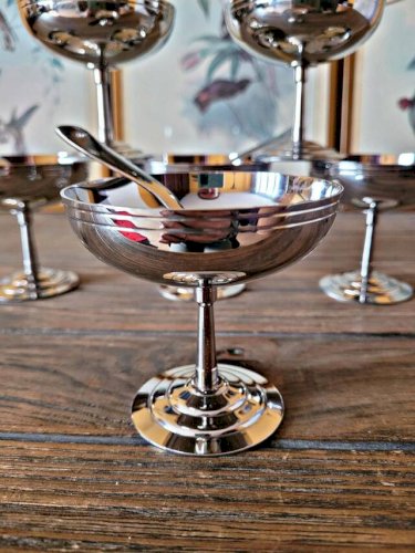 Coupes à glaces rondes Letang Rémy vintage inox 18/10 (lot de 6)
