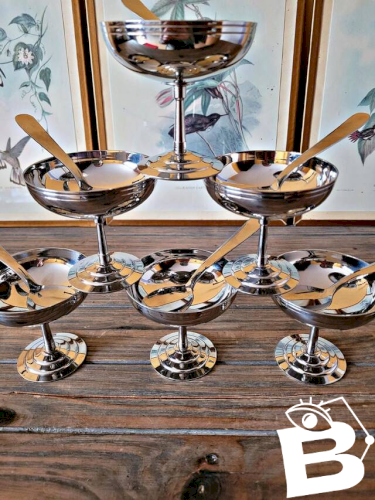 Coupes à glaces rondes Letang Rémy vintage inox 18/10 (lot de 6)