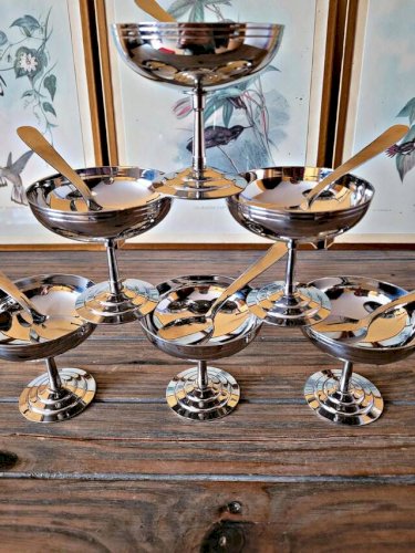Coupes à glaces rondes Letang Rémy vintage inox 18/10 (lot de 6)