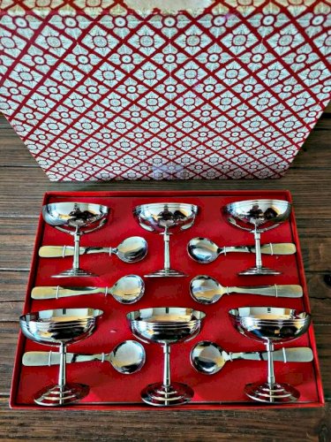 Coupes à glaces rondes Letang Rémy vintage inox 18/10 (lot de 6)