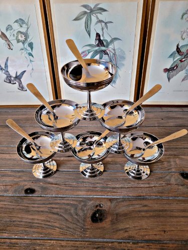 Coupes à glaces rondes Letang Rémy vintage inox 18/10 (lot de 6)