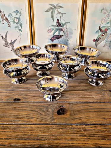 Coupes glaces inox Guy Degrenne, coupes basses forme de fleur