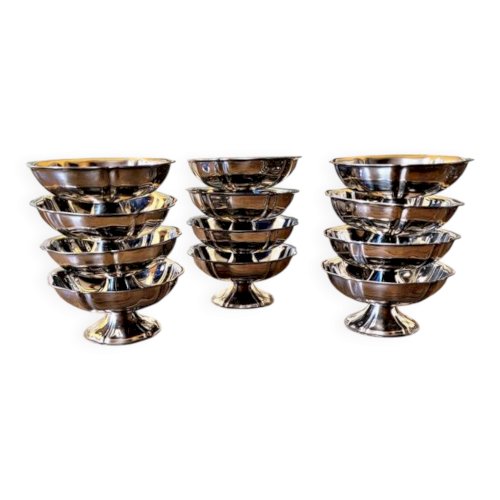 Coupes glaces inox Guy Degrenne, coupes basses forme de fleur