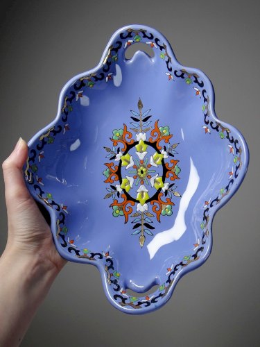 Coupe/vide poche faïence et émaux de Longwy émaillée modèle Chârtres vintage