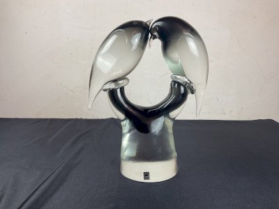 Couple d oiseaux Signé Livio Seguso Verre Murano 1960