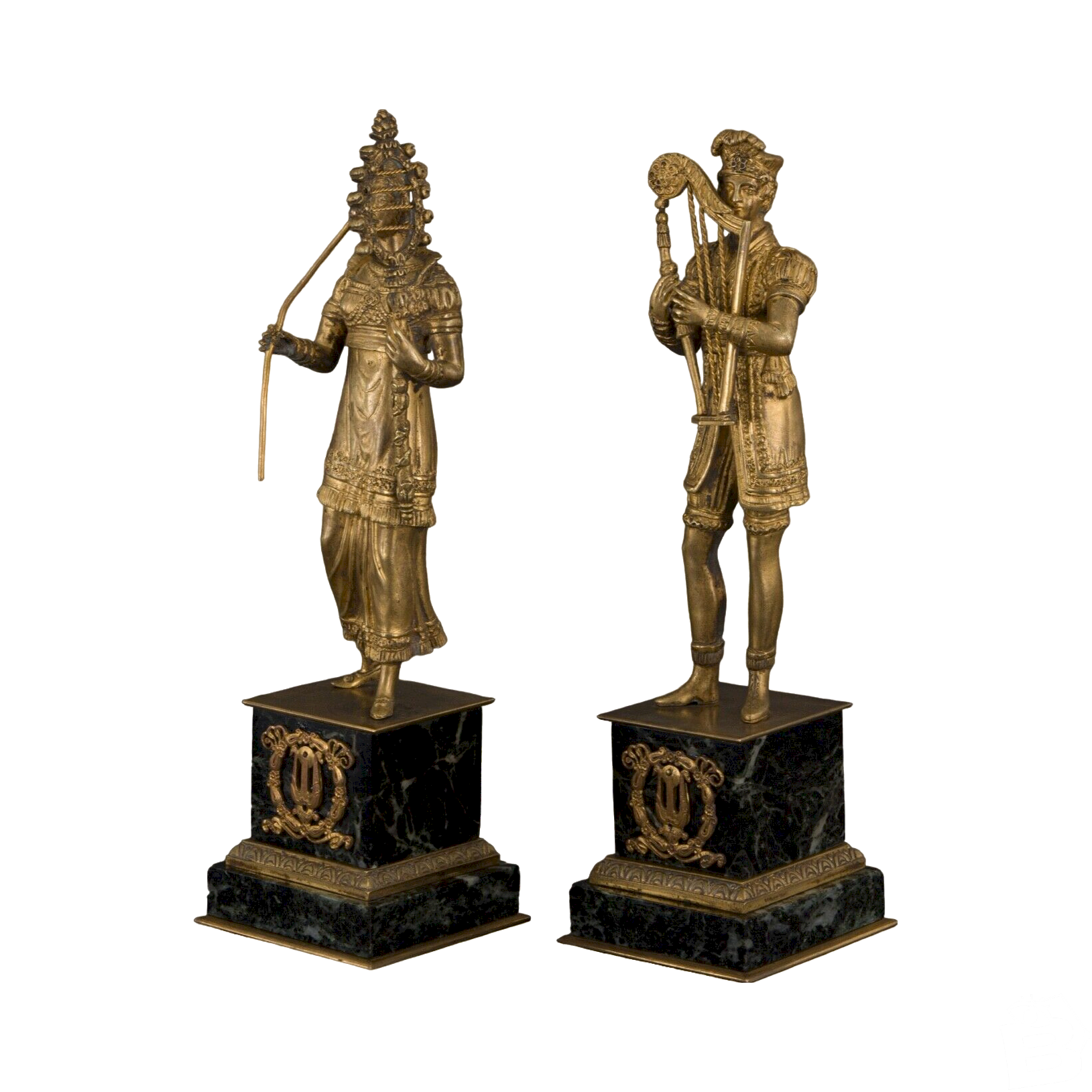Couple en bronze doré Époque Restauration à l'antique Renaissance XIXe