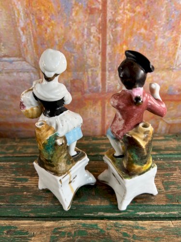 Couple en porcelaine de Paris XIXe – personnages porte-crayon