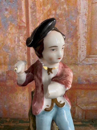 Couple en porcelaine de Paris XIXe – personnages porte-crayon