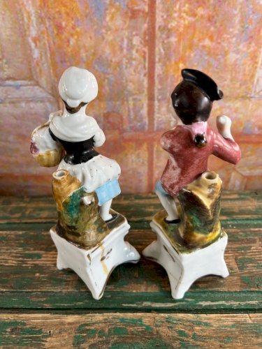 Couple en porcelaine de Paris XIXe – personnages porte-crayon