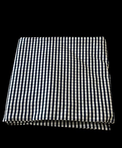 Coupon vintage de tissu neuf à carreaux bleu et blanc coton épais 364 X 153cms