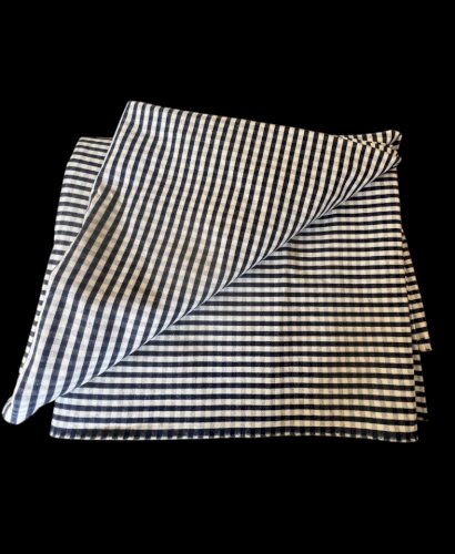 Coupon vintage de tissu neuf à carreaux bleu et blanc coton épais 364 X 153cms