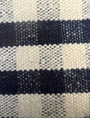 Coupon vintage de tissu neuf à carreaux bleu et blanc coton épais 364 X 153cms