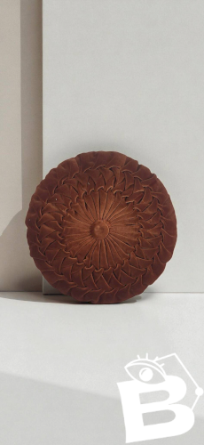 Coussin rond plissé velours