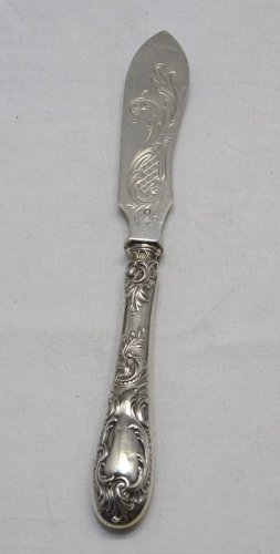 -COUTEAU DE SERVICE A BEURRE /FROMAGE St. L XV  ROCAILLE ARGENT Minerve D