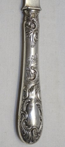 -COUTEAU DE SERVICE A BEURRE /FROMAGE St. L XV  ROCAILLE ARGENT Minerve D