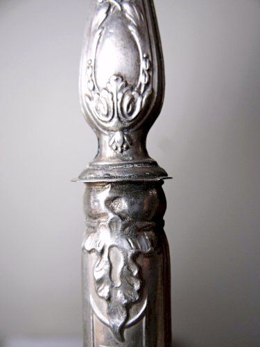 Couverts à salade Napoléon III anciens 1852-1870 métal argenté et corne