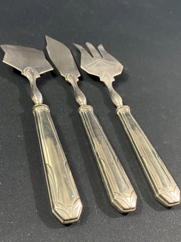 Couverts de service à entremets en métal argenté 1930-1950