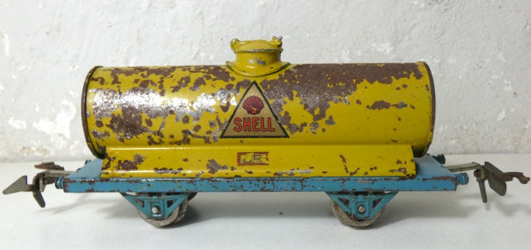 CR wagon citerne Shell – train ancien tôle lithographiée France années 50
