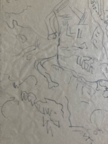 Crayon Sur Papier Calque 1950 Jeanne Kosnick Kloss Cheval Art Brut