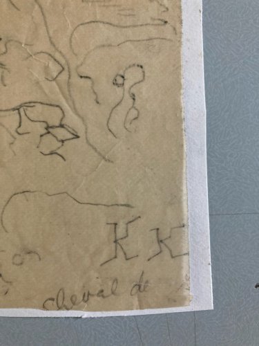 Crayon Sur Papier Calque 1950 Jeanne Kosnick Kloss Cheval Art Brut