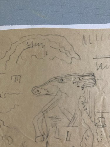Crayon Sur Papier Calque 1950 Jeanne Kosnick Kloss Cheval Art Brut