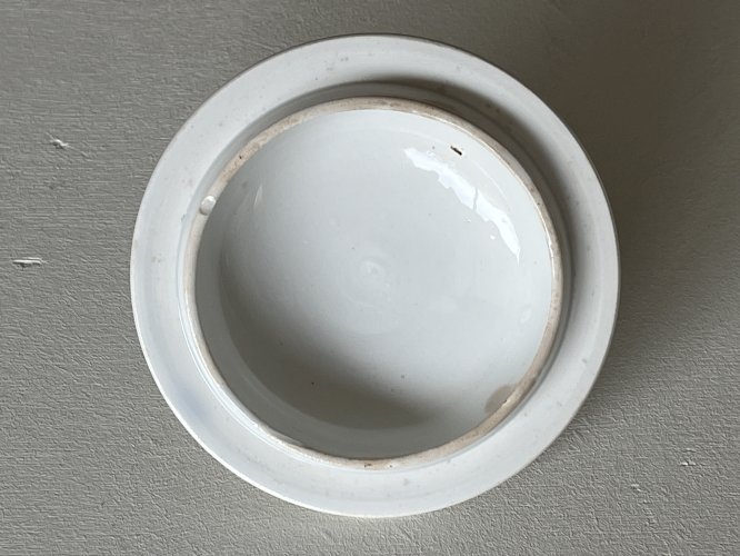 Creil et Montereau Bol à bouillon blanc avec couvercle, style vintage français France
