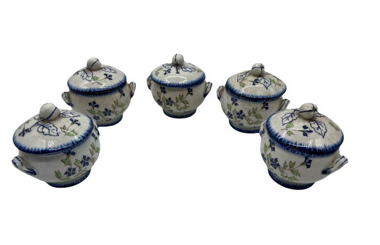 Creil & Montereau – Set de 5 Pots de Crème – Service Barbeau – XIXe
