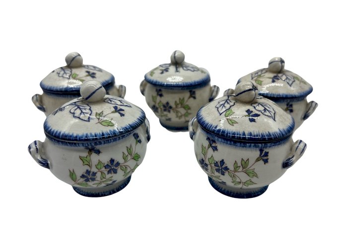 Creil & Montereau – Set de 5 Pots de Crème – Service Barbeau – XIXe