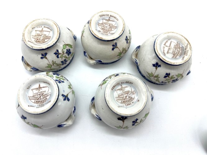 Creil & Montereau – Set de 5 Pots de Crème – Service Barbeau – XIXe