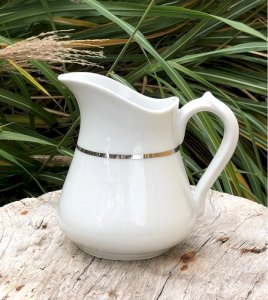 White creamer with silver trim in porcelain CH-R