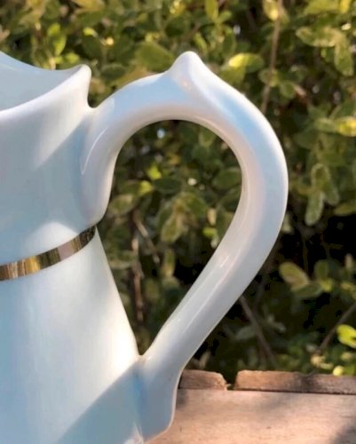 Crémier rétro vintage blanc liseré argenté en porcelaine CH-R