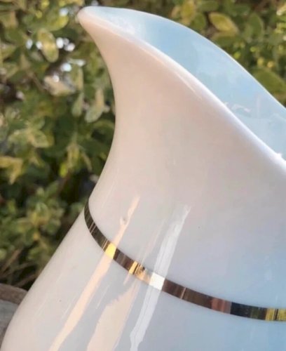 Crémier rétro vintage blanc liseré argenté en porcelaine CH-R