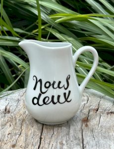 Vintage retro cream pitcher Nous Deux in Pillivuyt porcelain