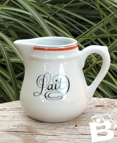 Crémier vintage en porcelaine d Auteuil modèle Bistrot Orange