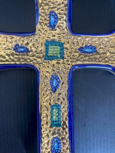 croix crucifix artisanal Céramique Italie Venise peint main Pinturicchio 419/16