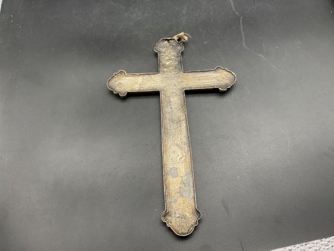 CROIX ,CRUCIFIX d autel représentant l enfer et le paradis XIXEME