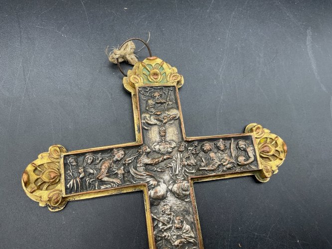 CROIX ,CRUCIFIX d autel représentant l enfer et le paradis XIXEME