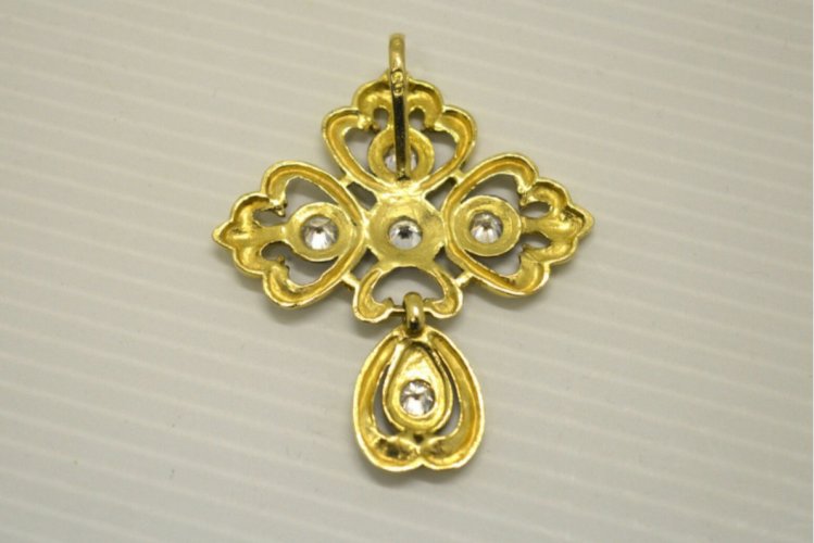 - CROIX REGIONALE ARGENT VERMEIL ET BRILLANTS MINERVE CROIX NORMANDE ST ESPRIT D