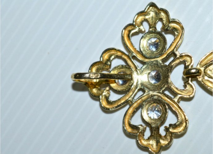 - CROIX REGIONALE ARGENT VERMEIL ET BRILLANTS MINERVE CROIX NORMANDE ST ESPRIT D