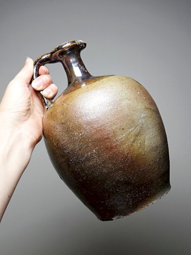 Cruche ancienne XIXe-XXe grès de Puisaye artisanal vernissée